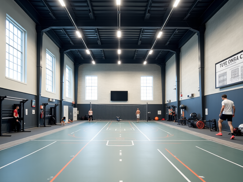 Modern indoor training facility with technical equipment and analysis technology
